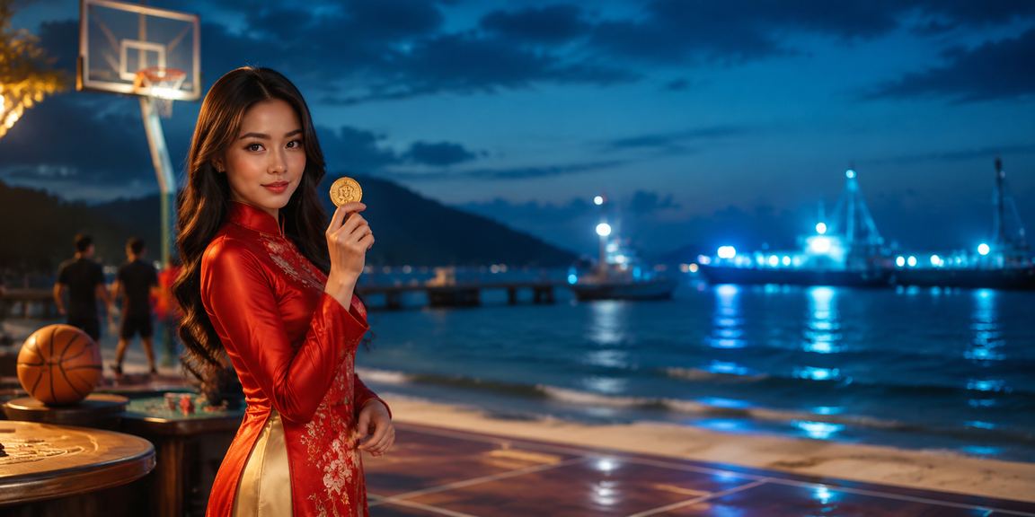 Người phụ nữ mặc áo dài theo dõi kết quả cá cược bóng rổ tại Con Đảo