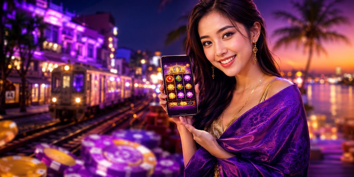 Ánh đèn neon rực rỡ tại khu vực slot game sôi động ở Hà Nội về đêm